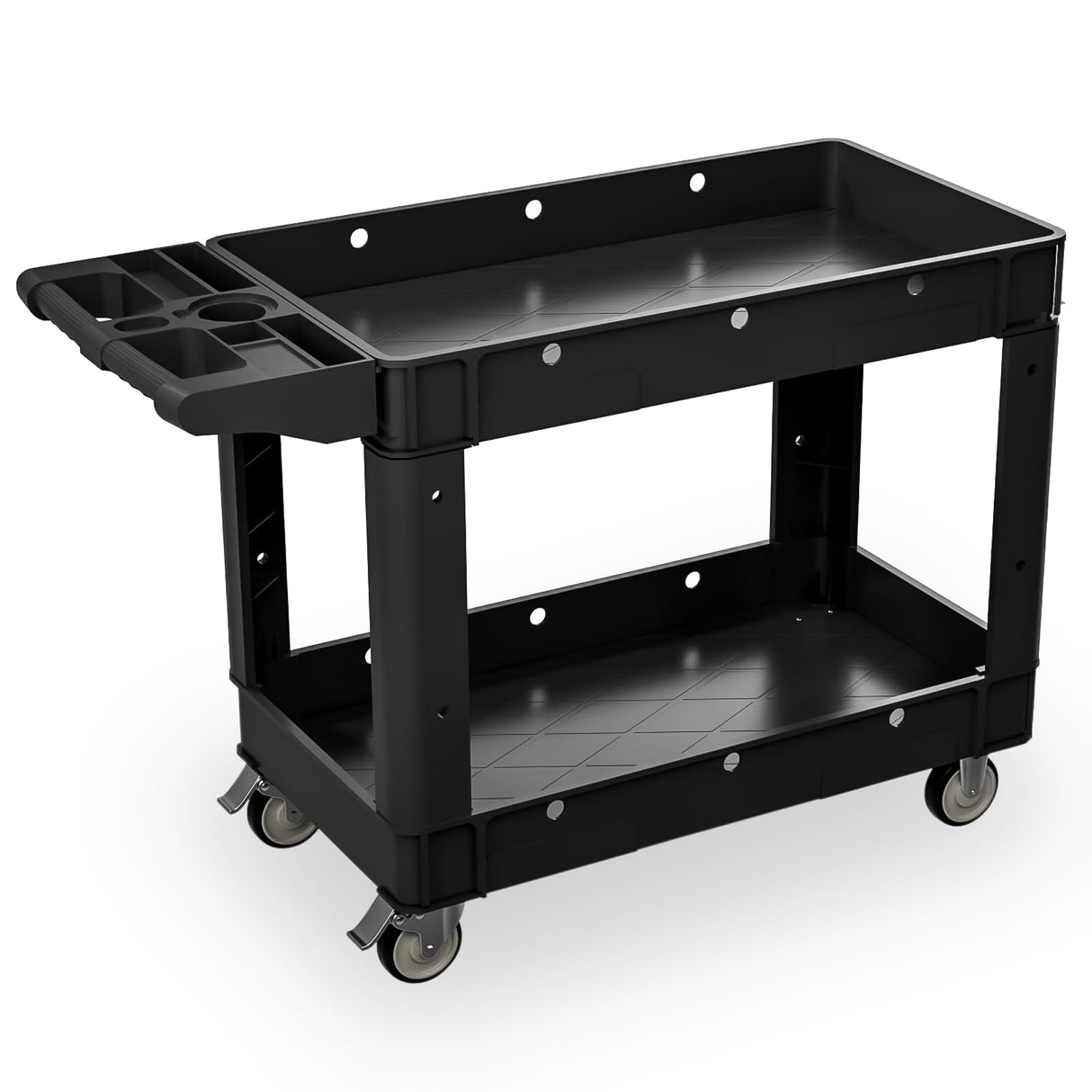 Our Modern Space Commercial Grade 2 Shelf Utility Cart with Wheels - Rolling Tool Cart, Heavy Duty Service Push Cart for Business Warehouse Office Restaurants Ecommerce Garage Our Modern Space