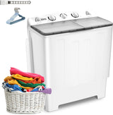 Erivess Compact Mini Twin Tub 32 lbs Washing Machine with Drying Rack& 10 Hangers, 20 lbs Washer Mini Compact Laundry Machine and 12 lbs Spinner, Convenient and Efficient for Dorms, Apartment Erivess