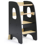 Ezebaby Toddler Kitchen Stool Helper Toddler Standing Tower Kids Kitchen Step Stool, Adjustable Toddler Tower Kitchen Stool Helper Toddler Step Stool for Kitchen with Non-Slip Feet-Black Ezebaby