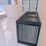 Versatile Wooden Slatted Bench - Sleek Modern Design for Dining, Entryway, Bedroom - Indoor Use with Storage Capability for Home, Kitchen, Bathroom & Beyond (Black) Berkvee