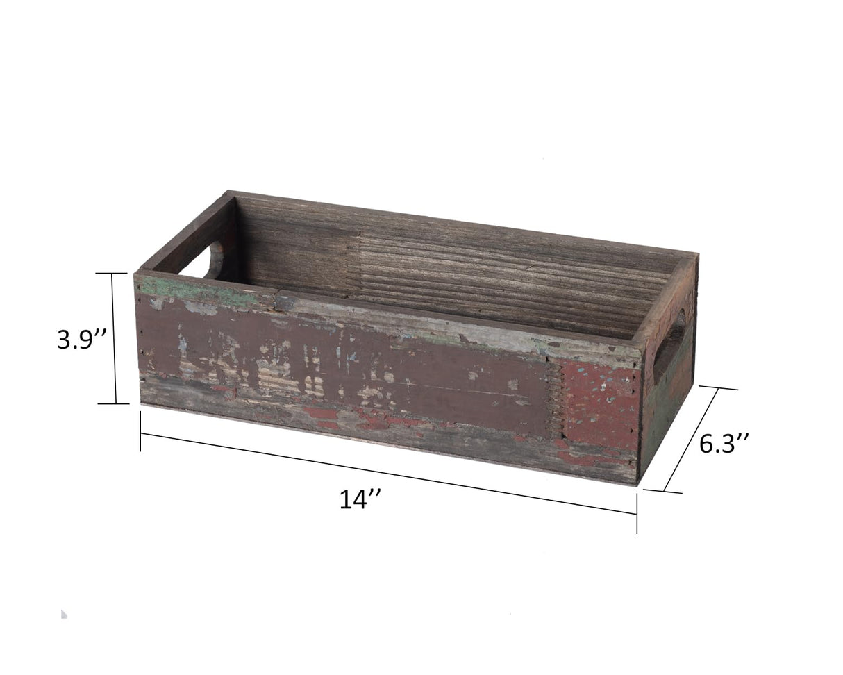 TIMRIS Farmhouse Distressed Wooden Storage Box, Rustic Bathroom Decor Box, Decorative Toilet Tank Basket Nice Butt, Solid Reclaimed Wood Organizer Box with Handles (Random) TIMRIS