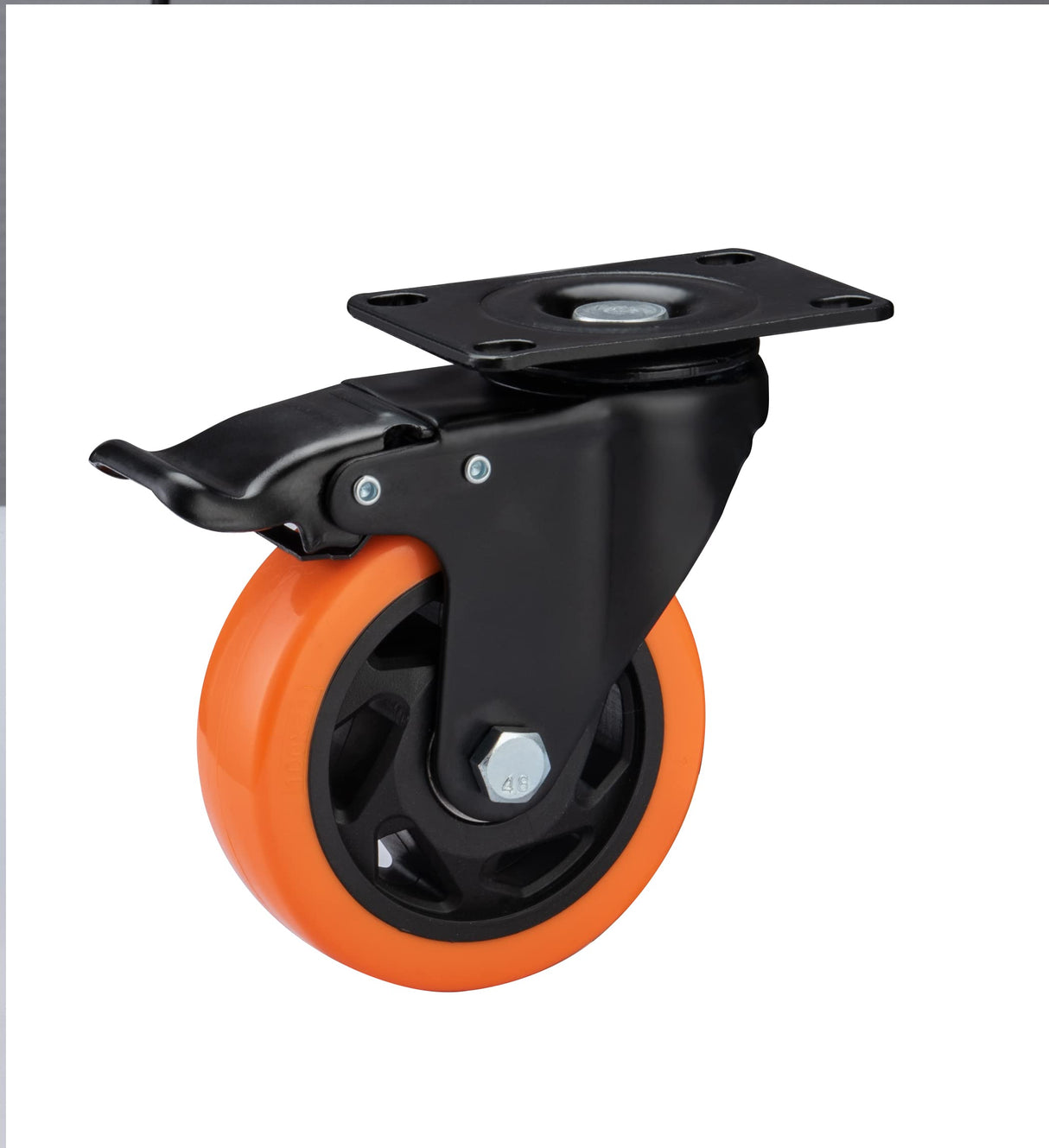 Casters, 4" Caster Wheels，Casters Set of 8 Heavy Duty - ASRINIEY Orange Polyurethane Castors, Top Plate Swivel Wheels, 8-Pack Industrial Casters with Brake, Locking Casters for Furniture and Workbench ASRINIEY
