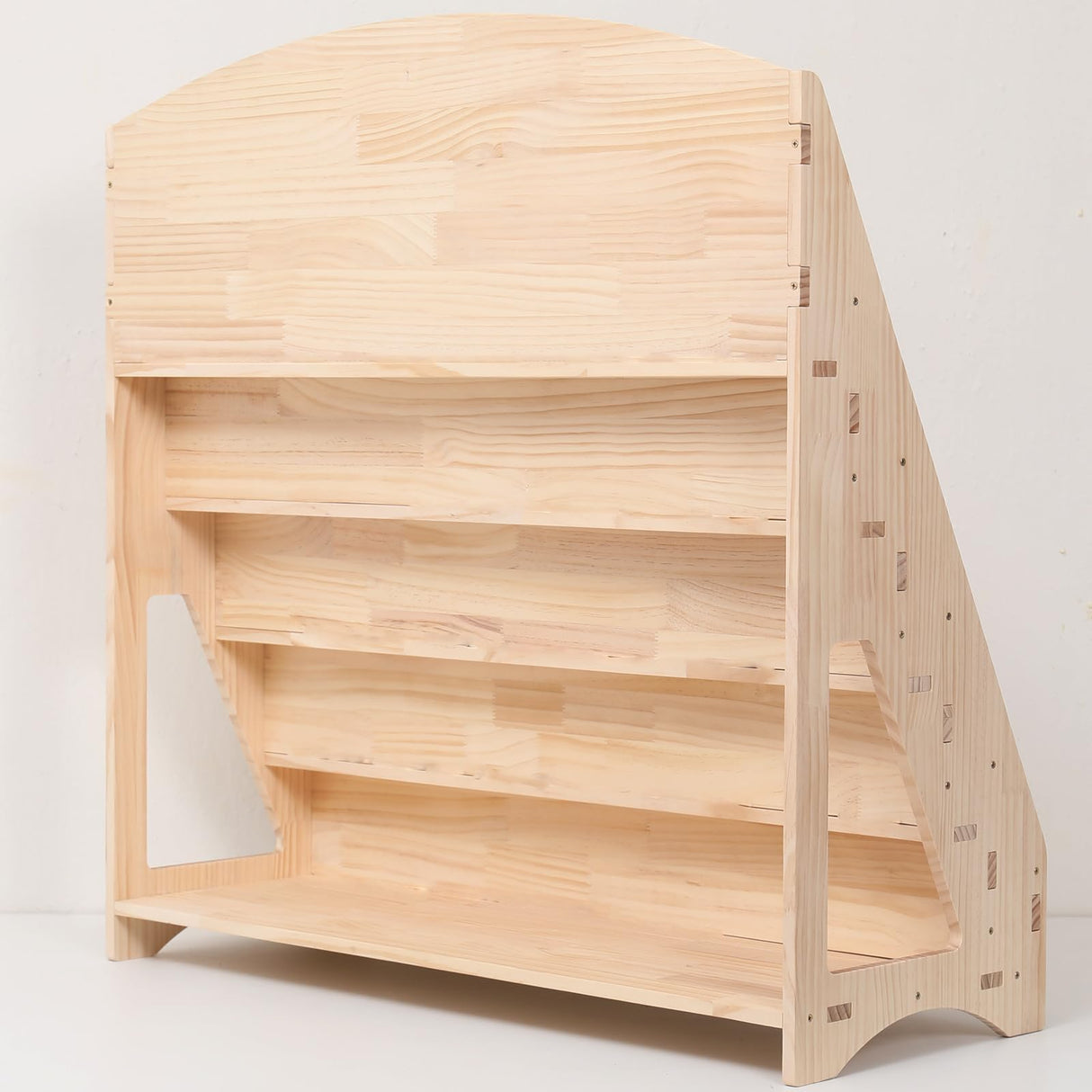 FDHUIJIA Montessori Toddler Book Shelf Organizer Single Sided Book Rack Display with Toy Storage, Children Baby Classroom Bookshelf, Kids Room bookcases cabinets & Shelves Natural Pine (31”) FDHUIJIA