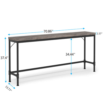 Tribesigns 70.9 Inch Extra Long Console Table, Narrow Long Sofa Table Behind Couch, Rustic Grey Entryway Hallway Table Industrial Height Bar Table for Living Room - WoodArtSupply