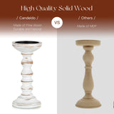 Candeldo Wood Candle Holders for Pillar: Rustic Candles Holder Set of 3 Tall Table Centerpiece Decor Wooden White Farmhouse Candle Stands for Fireplace Mantle Decorations Candeldo