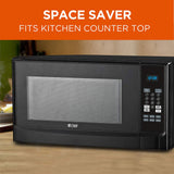 COMMERCIAL CHEF 1.4 Cubic Foot Microwave with 10 Power Levels, Small Microwave with Push Button, 1100 Watt Microwave with Digital Control Panels, Countertop Microwave with Timer, Black Commercial CHEF