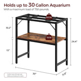 MAHANCRIS 30 Gallon Fish Tank Stand, Aquarium Stand with 2-Tier Storage Shelves, Heavy Duty Breeder Turtle Terrarium Stand Rack for Home Office, 30.0" L x 11.8" W x 24.4" H, Rustic Brown FTHR3001 MAHANCRIS