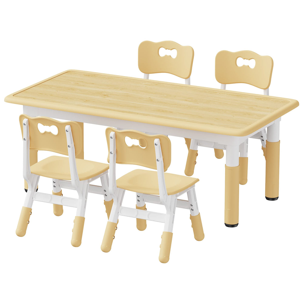 Brelley Kids Table and 4 Chairs Set, Height Adjustable Toddler Table and Chair Set, Graffiti Desktop, Non-Slip Legs, Max 300lbs, Children Multi-Activity Table for Ages 2-8 Brelley