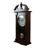 Bedford Clock Collection Classic Chiming Wall Clock with Swinging Pendulum in Cherry Oak Finish, 4.75" L x 11.75" W x 27.50" H Bedford Clock Collection