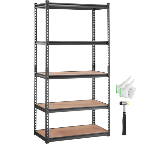 VEVOR Storage Shelving Unit, 5-Tier Adjustable, 2000 lbs Capacity, Heavy Duty Garage Shelves Metal Organizer Utility Rack, Black, 36" L x 18" W x 72" H for Kitchen Pantry Basement Bathroom Laundry VEVOR