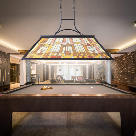 Wellmet 3-Lights Pool Table Lamp with Tiffany-Style Shade for 7' 8' 9' Table, 43.3” Vintage Billiards Light Fixtures Ceiling for Man Cave Club Bar Game Game Room Wellmet
