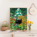 DIY Diamond Painting Art Kit for Adults, 5D Diamond Painting Kits, Diamond Painting Kit, Diamond Art - Flowers and Black Cats, Cat Diamond Painting,Home Wall Decoration [11.8x15.7 inches] ARPADAMO