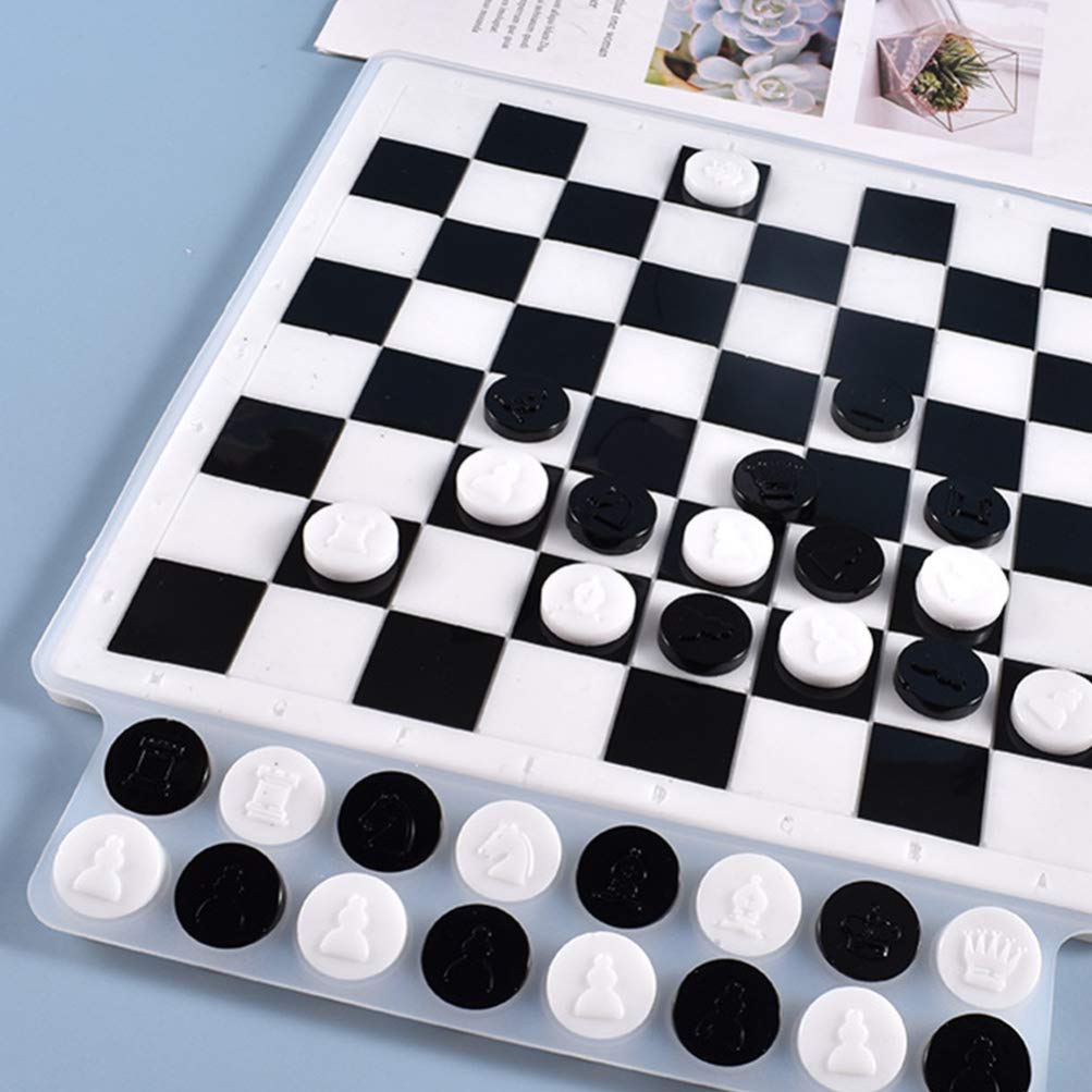 ARTIBETTER Chess Board Resin Mold Chess Table Epoxy Casting Mold International Chess Piece Silicone Mold for DIY Jewelry Crystal Crafts Making Tool ARTIBETTER