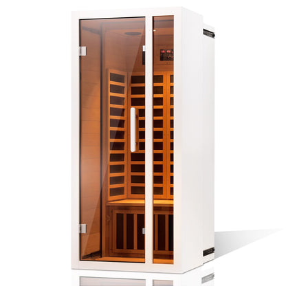 Vanity Art 𝟮𝟬𝟮𝟰 𝗡𝗲𝘄 Far Infrared Saunas for Home, 1 Person Extendable Indoor Hemlock Wood Sauna Low EMF 6 Heating Panels 1660 Watt, Wood Dry Sauna with Bluetooth, LCD Display, LED Lights - WoodArtSupply