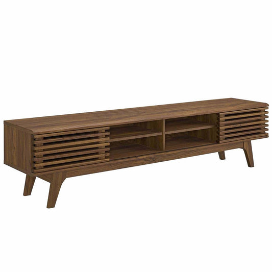 Modway Render 70" Mid-Century Modern Low Profile Media Console TV Stand, 70 Inch, Walnut Walnut - WoodArtSupply