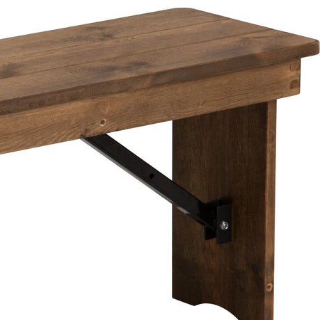 Flash Furniture HERCULES 40" x 12" Antique Rustic,Solid Pine Folding Farm Bench Flash Furniture