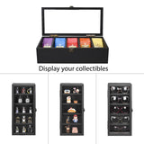 Ikee Design Wall Mounted Wooden Collectible Display Case 5 Shelf Display Storage Accessories with Tempered Glass Door, Black Color Ikee Design