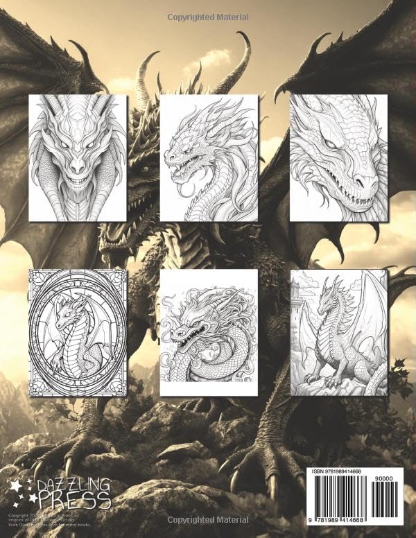 Fantasy Dragons Adult Coloring Book Volume 3: Unleash Your Creativity Where Colors Roar and Imagination Soars, 50 Distinct Images (Dazzling Fantasy Dragons Adult Coloring Books) WoodArtSupply