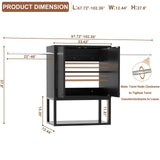 Homieasy Wall Cabinet with 2 Hanging Rods, 67'' Wide Laundry Wall Cabinet with 2 Doors, Open Rack & Adjustable Inner Shelf, Storage Cabinet Wall Mounted for Laundry & Bathroom, Black Homieasy