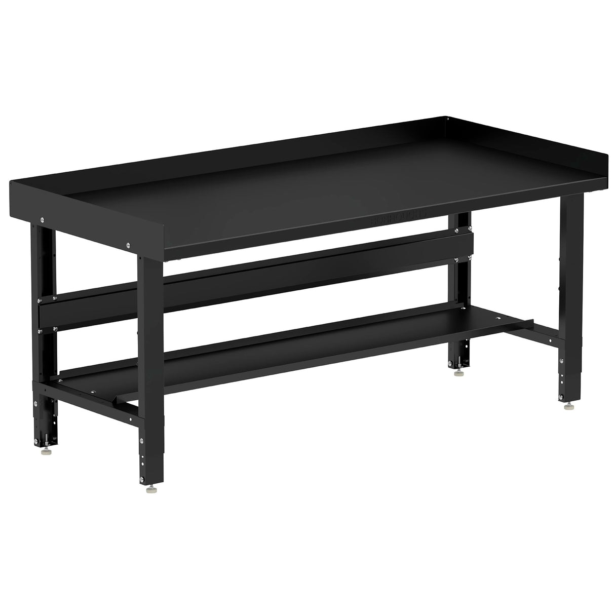 Borroughs 72" Adjustable Workbench, Steel Heavy-Duty Workstation with Bottom Shelf & Edge Guards, 2000 LB Capacity Worktable for Workshop, Garage, School, Office, Home, 72" W x 28" D Borroughs