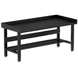 Borroughs 72" Adjustable Workbench, Steel Heavy-Duty Workstation with Bottom Shelf & Edge Guards, 2000 LB Capacity Worktable for Workshop, Garage, School, Office, Home, 72" W x 28" D Borroughs