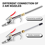 13 Pcs 2-Way Connection Air Nozzle Blow Gun Set, Air Nozzle Kit with 1/4 in Standard Quick Fitting and 8 Air Nozzles, Air Compressor Accessories for Air Inflation and Dedusting SARDVISA
