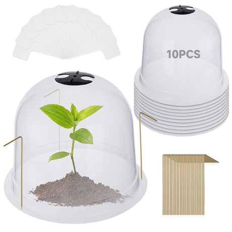 Homaisson 10PCS Plant Protector Covers, Plastic Garden Cloches, Reusable Mini Greenhouse for Plants, Bell Cloche Plant Protectors with Built-in Rotating Vents for Tender and New Seedlings Homaisson