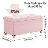 BRIAN & DANY 30 Inches Folding Storage Ottoman Bench, Ottoman with Storage for Living Room, with Wooden Feet and Lid, Pink BRIAN & DANY
