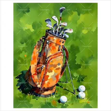 Golf Sports Paint by Numbers Kit for Adults - DIY Golf Bag and Clubs Painting on Canvas 16x20In, Frameless Acrylic Paint Set, Suitable for Beginners, Art for Man Cave or Sports Room Gifts Share Young