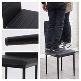 PayLessHere Dining Room Table Set 5-Piece Kitchen with 4 Faux Leather Metal Frame Chairs Rectangular Modern for Small Spaces w/Glass Tabletop Kitchen Table and Chairs, Black Glass PayLessHere