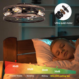 SHLUCE Caged Flush Mount Ceiling Fan with Lights, Farmhouse Rustic Bladeless Ceiling Fans with Lights and Remote, Low Profile Small Fandelier Ceiling Fan with Light for Bedroom, Kitchen, Black SHLUCE