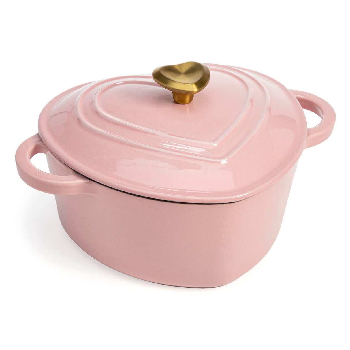 Paris Hilton Enameled Cast Iron Dutch Oven Heart-Shaped Pot with Lid, Dual Handles, Works on All Stovetops, Oven Safe to 500°F, 2-Quart, Pink Paris Hilton