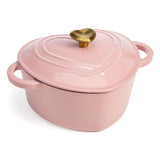 Paris Hilton Enameled Cast Iron Dutch Oven Heart-Shaped Pot with Lid, Dual Handles, Works on All Stovetops, Oven Safe to 500°F, 2-Quart, Pink Paris Hilton