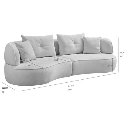 YOPENG 109" Curved Couch Modular Sectional Sofa,Modern Boucle Fabric Tufted Upholstered Couches,4 Seats Extra Deep Curved Sofas for Living Room,Bedroom,Small Spaces,Camel