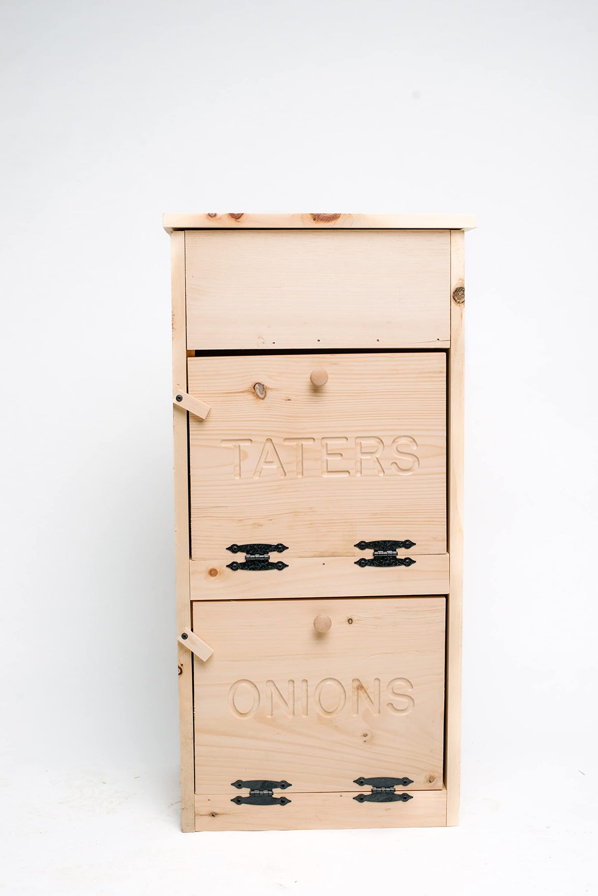 Country Barn Gifts Amish Made Unfinished Pine 2 Door Potato and Onion with Bread Compartment for Kitchen Storage Countrybarngifts