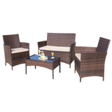 Homall Outdoor Indoor Use Backyard Porch Garden Poolside Balcony Sets Clearance Brown and Beige 4 Pieces Furniture Homall