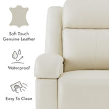 Watson & Whitely Genuine Leather Power Recliner Chairs for Adults, Wall Hugger RV Recliner with Power Headrest & Charging Ports, Electric Recliner Sofa Chair for Living Room, Cream Watson & Whitely