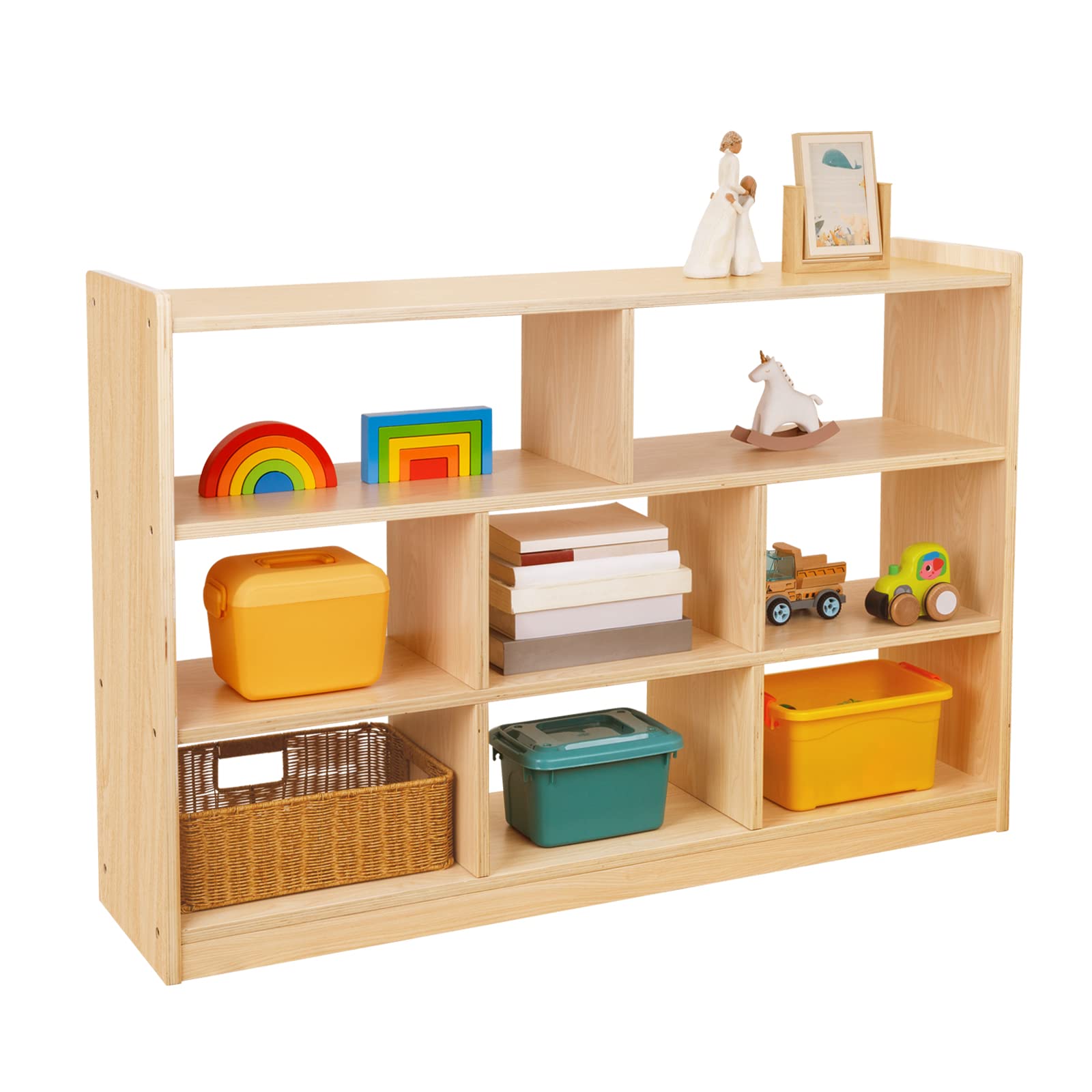 TOOKYLAND 8-Section Montessori Wood Storage Cabinet for Kids' Books and Toys - WoodArtSupply