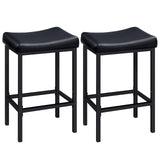 HOOBRO Bar Stools, Set of 2 Bar Chairs, Counter Height Stools, Saddle Stools with Curved Surface, Kitchen Stools, 24.8 Inches, 2.4" Thick Upholstery, for Kitchen, Dining Room, Cafe Black BB10BY01 HOOBRO