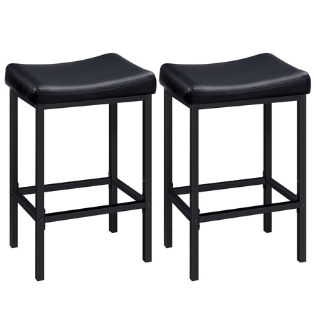 HOOBRO Bar Stools, Set of 2 Bar Chairs, Counter Height Stools, Saddle Stools with Curved Surface, Kitchen Stools, 24.8 Inches, 2.4" Thick Upholstery, for Kitchen, Dining Room, Cafe Black BB10BY01 HOOBRO