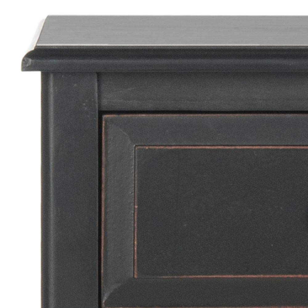 Safavieh Home Collection Everly Drawer Distressed Black 1-Drawer 2 Removable Baskets Side Table - WoodArtSupply