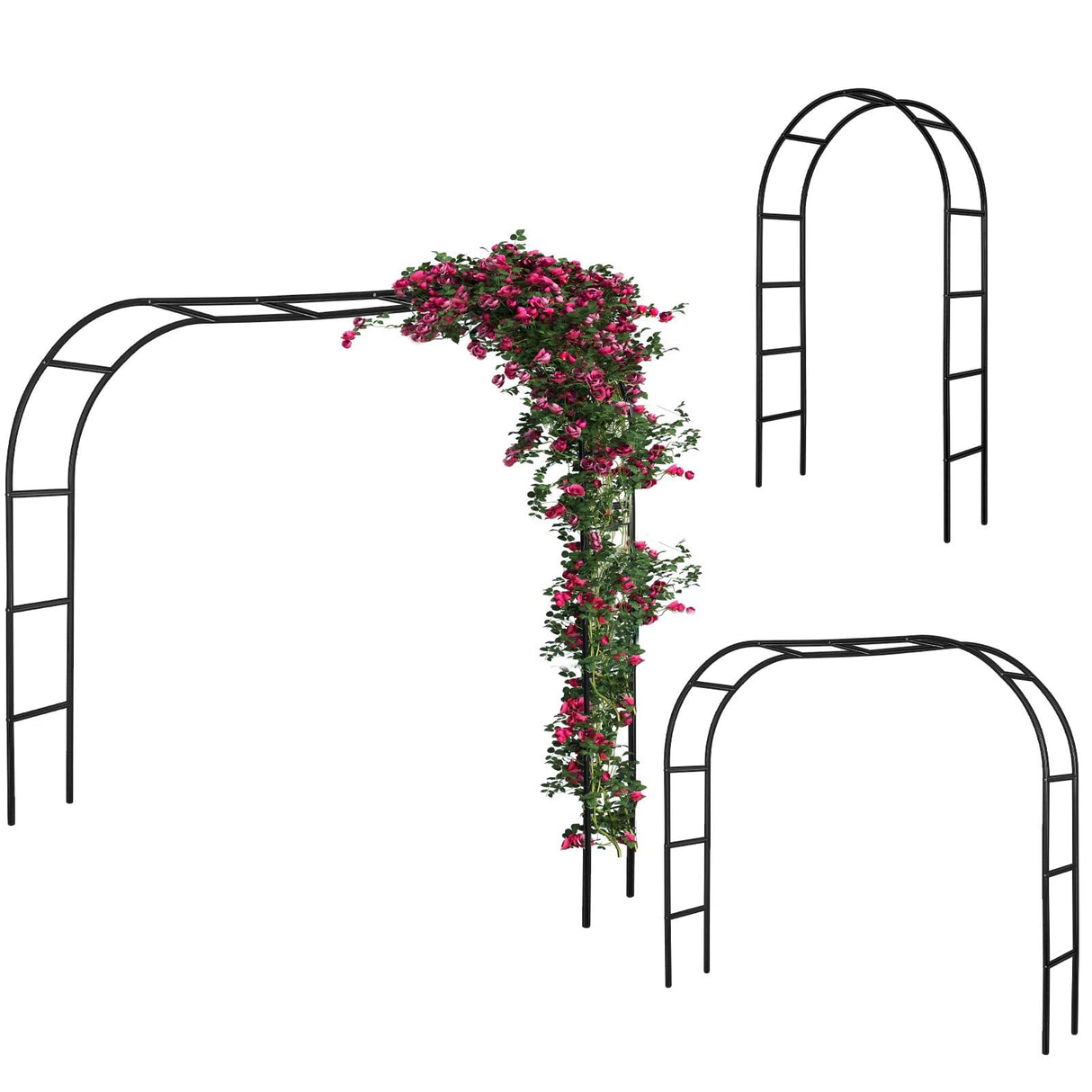 Gisafai 3 Pack Metal Garden Arch Wedding Arches Metal Pergola Arbor 7.9 Ft, Two Way Assemble, Durable Wedding Trellis Archway for Climbing Plants Outdoor Bridal Party Decoration(Black) Gisafai