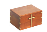 Wooden Urn Box For Adult Ashes | Wood Cremation Urns | Brass Cross Urns | Deocrative Urns | Handmade Urns For Male and Female | Large Urn 250 cUBIC inches With Bottom Opening System Solid Wood Handicrafts