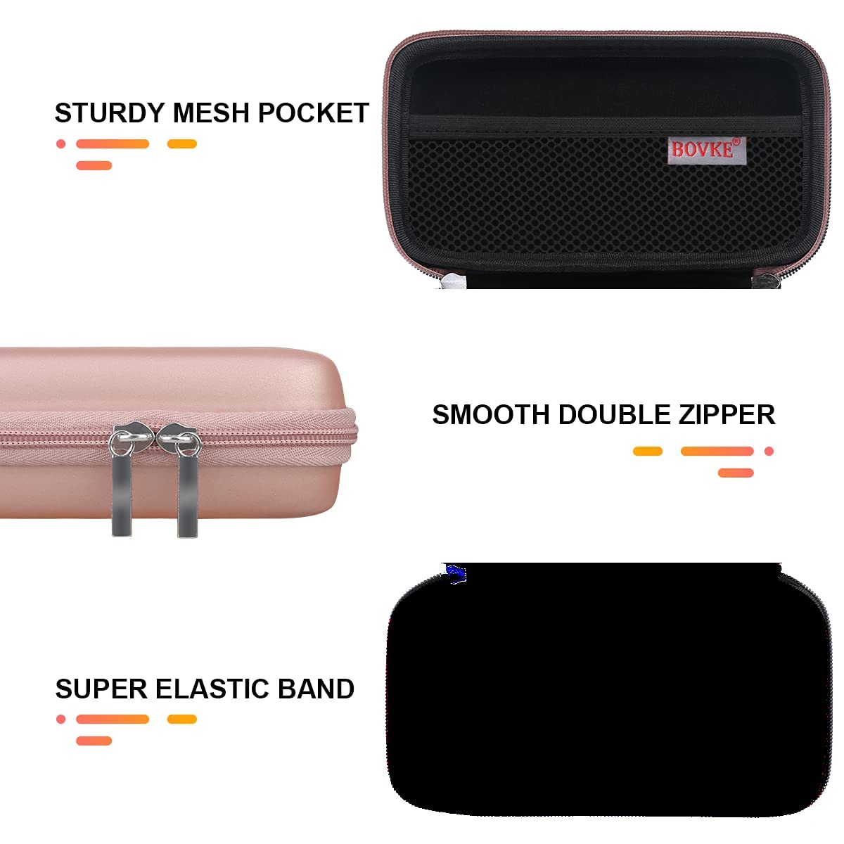 BOVKE Hard Carrying Case for 3D Pen Set, 3D Pen Case Compatible with 3Doodler Start+ Essentials 3D Printing Pen Toy Home Art Activity Set, Mesh Pocket fit 3D Printing Filament, Rose Gold (Box Only) BOVKE