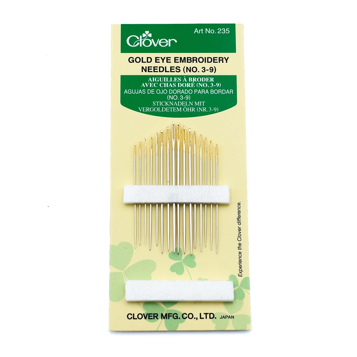 Clover Gold Eye Embroidery Needles Size 3-9 - 16 Pack Clover