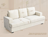 Comkei 89" 3 Seater Couches for Living Room Sofas Comfy Sectional Couch with 24" Deep Seat Loveseat Sofa for Small Apartment, Cream White Comkei