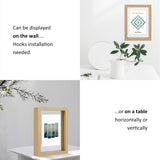 MUYE 5x7 Floating Frame Set of 2,Double Glass Rustic Photo Frame for Wall Hanging or Tabletop Standing,Also Display 4x6 or 3x5 Photo for Floating Effect,Natural MUYE
