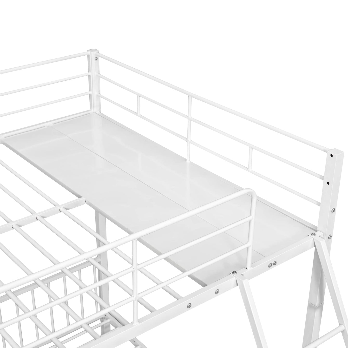 Harper & Bright Designs Metal Triple Bunk Bed with Drawers and Guardrails, Full Over Twin & Twin Bunk Bed for 3, Space-Saving, Noise Free, No Box Spring Needed - White