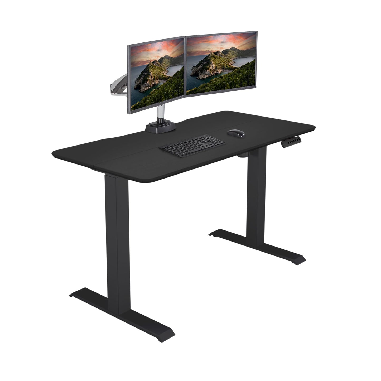 Vari Essential Height Adjustable Electric Standing Desk - Home Office Standing Desk with VariDesk Sturdy T-Legs - Quiet Motorized Standing Desk - 48x24 Inch Small Standing Desk - Black, 1 Box - WoodArtSupply