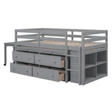 Kids Twin Low Loft Bed with Portable Desk and Storage Drawers in Gray by Harper & Bright Designs Harper & Bright Designs